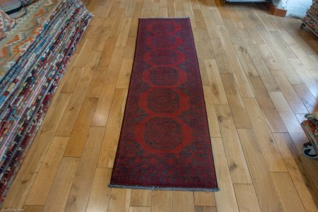 Hand-Knotted Aqcha Runner From Afghanistan