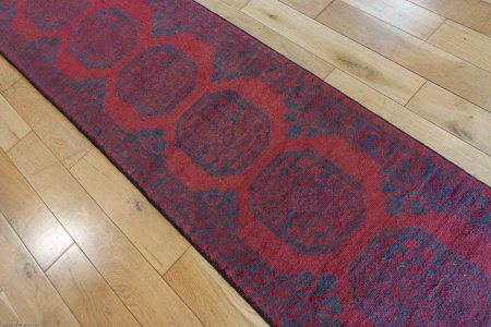 Hand-Knotted Aqcha Runner From Afghanistan
