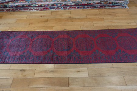 Hand-Knotted Aqcha Runner From Afghanistan