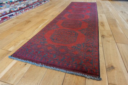Hand-Knotted Aqcha Runner From Afghanistan