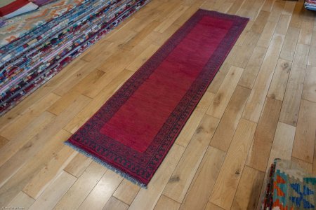 Hand-Knotted Aqcha Runner From Afghanistan