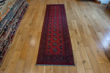 Hand-Knotted Aqcha Runner From Afghanistan