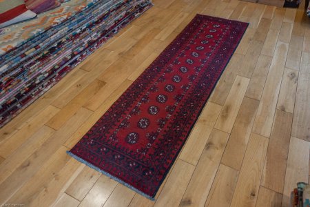 Hand-Knotted Aqcha Runner From Afghanistan