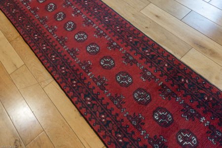 Hand-Knotted Aqcha Runner From Afghanistan