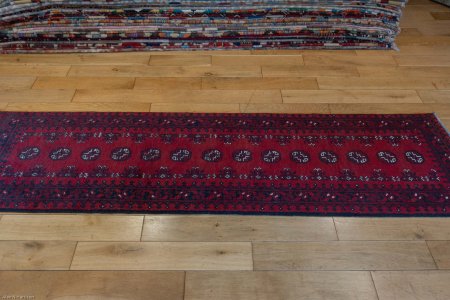 Hand-Knotted Aqcha Runner From Afghanistan