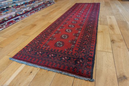 Hand-Knotted Aqcha Runner From Afghanistan