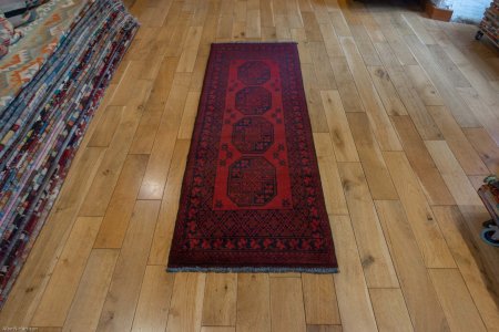 Hand-Knotted Aqcha Runner From Afghanistan