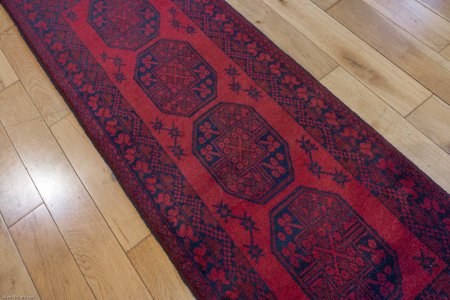 Hand-Knotted Aqcha Runner From Afghanistan