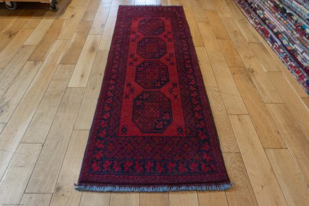 Hand-Knotted Aqcha Runner From Afghanistan