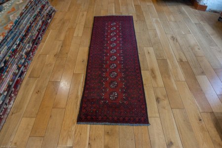 Hand-Knotted Aqcha Runner From Afghanistan