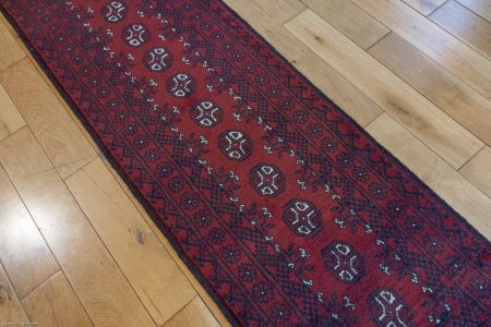Hand-Knotted Aqcha Runner From Afghanistan