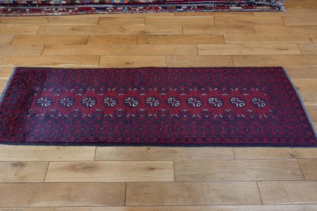 Hand-Knotted Aqcha Runner From Afghanistan