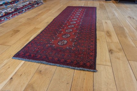 Hand-Knotted Aqcha Runner From Afghanistan