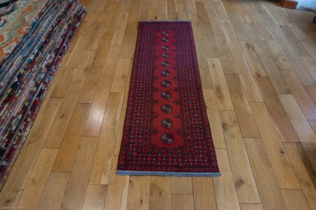 Hand-Knotted Aqcha Runner From Afghanistan