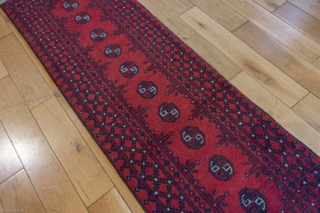 Hand-Knotted Aqcha Runner From Afghanistan