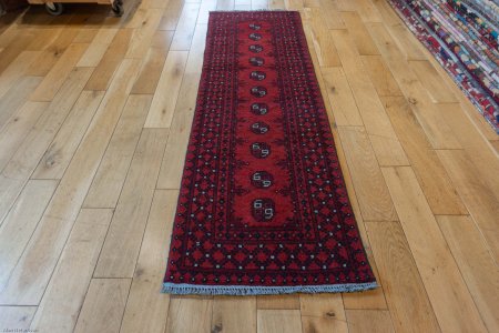 Hand-Knotted Aqcha Runner From Afghanistan