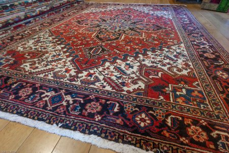 Hand-Knotted Heriz Rug From Iran (Persian)
