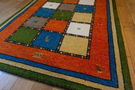 Hand-Knotted Indo Gabbeh Rug From India