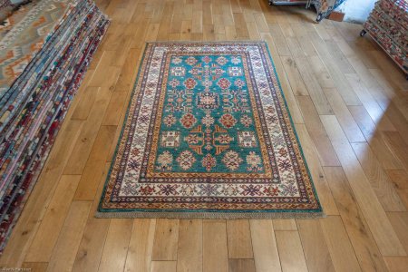 Hand-Knotted Kazak Rug From Afghanistan