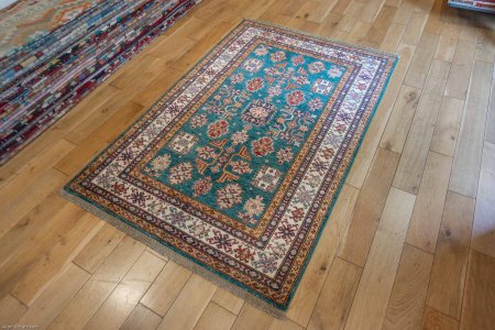 Hand-Knotted Kazak Rug From Afghanistan