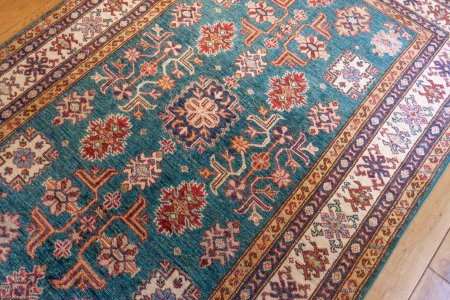 Hand-Knotted Kazak Rug From Afghanistan