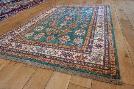 Hand-Knotted Kazak Rug From Afghanistan