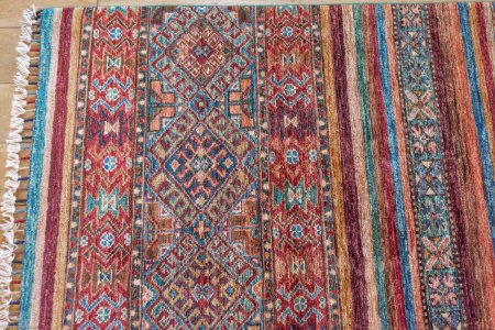 Hand-Knotted Khorjin Rug From Afghanistan