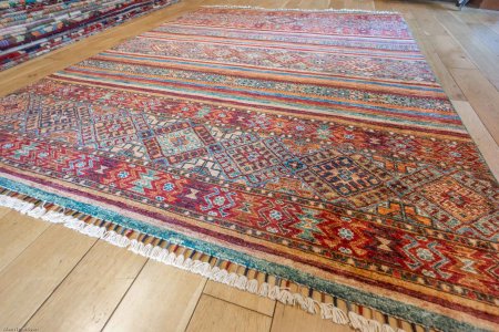 Hand-Knotted Khorjin Rug From Afghanistan