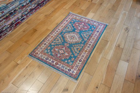 Hand-Knotted Kazak Rug From Afghanistan