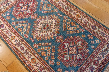 Hand-Knotted Kazak Rug From Afghanistan