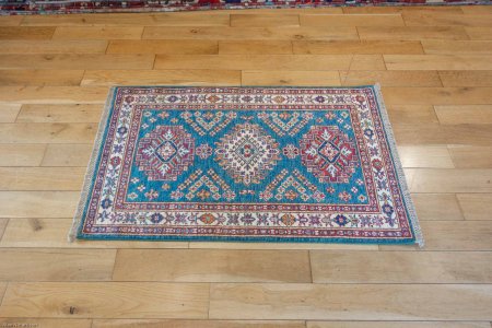 Hand-Knotted Kazak Rug From Afghanistan