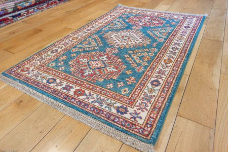 Hand-Knotted Kazak Rug From Afghanistan