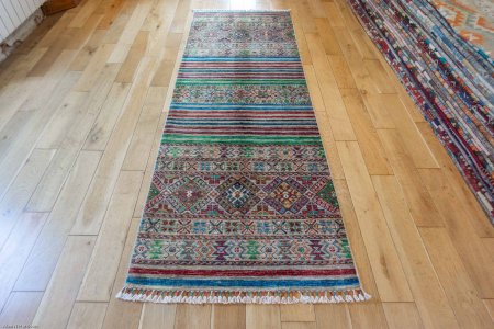 Hand-Knotted Khorjin Runner From Afghanistan