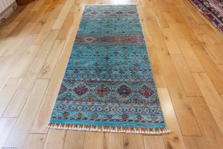 Hand-Knotted Khorjin Runner From Afghanistan