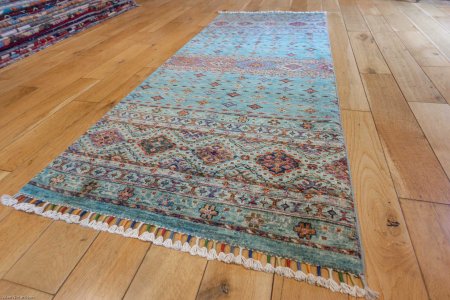 Hand-Knotted Khorjin Runner From Afghanistan