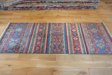 Hand-Knotted Khorjin Runner From Afghanistan