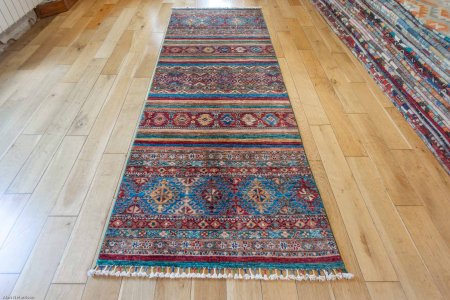 Hand-Knotted Khorjin Runner From Afghanistan