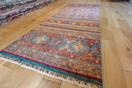 Hand-Knotted Khorjin Runner From Afghanistan