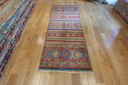 Hand-Knotted Khorjin Runner From Afghanistan