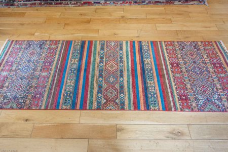 Hand-Knotted Khorjin Runner From Afghanistan