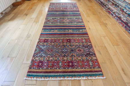 Hand-Knotted Khorjin Runner From Afghanistan