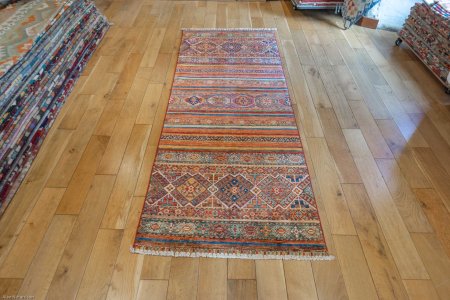 Hand-Knotted Khorjin Runner From Afghanistan