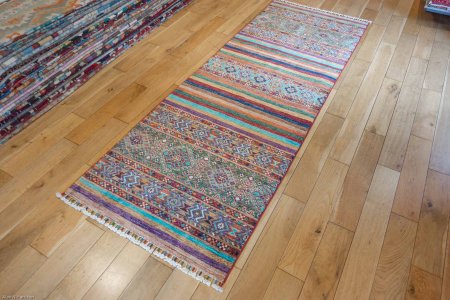 Hand-Knotted Khorjin Runner From Afghanistan