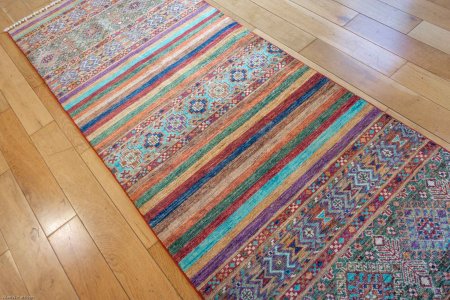 Hand-Knotted Khorjin Runner From Afghanistan
