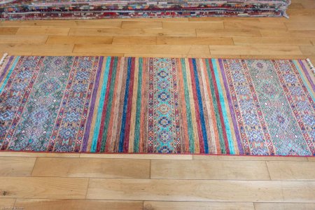 Hand-Knotted Khorjin Runner From Afghanistan