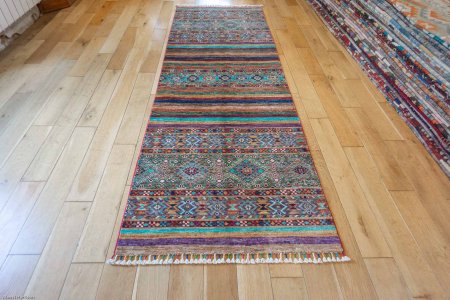 Hand-Knotted Khorjin Runner From Afghanistan