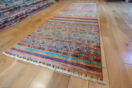 Hand-Knotted Khorjin Runner From Afghanistan