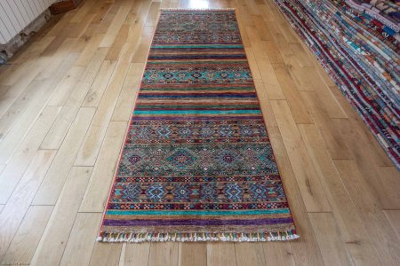 Hand-Knotted Khorjin Runner From Afghanistan