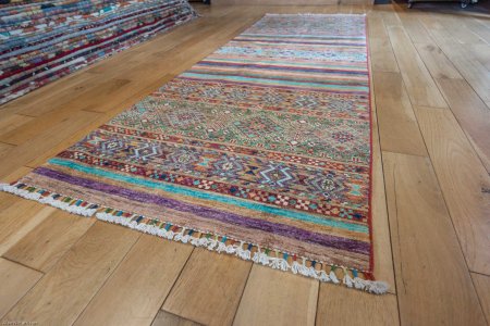 Hand-Knotted Khorjin Runner From Afghanistan