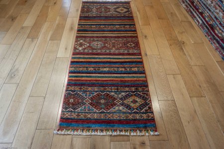 Hand-Knotted Khorjin Runner From Afghanistan